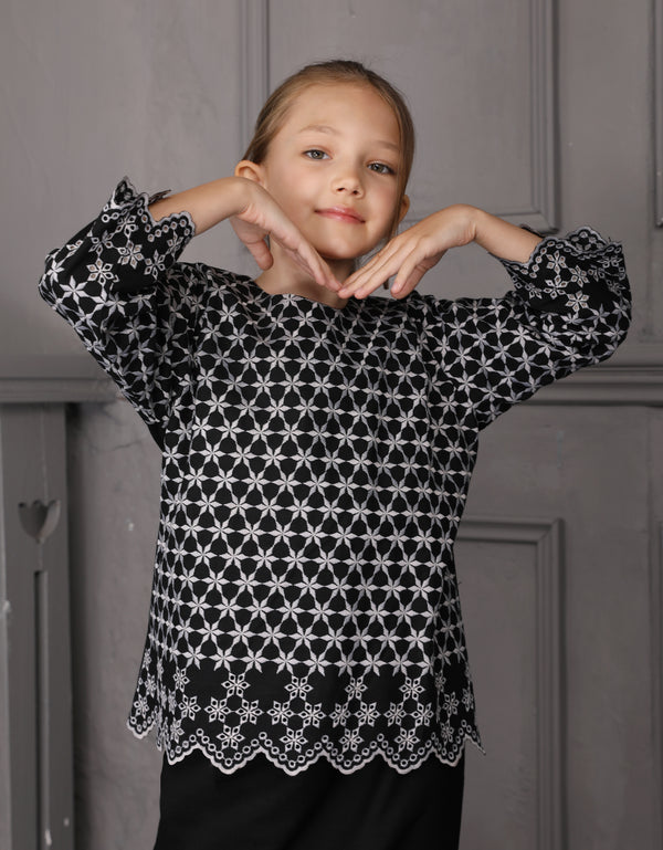 KIDS BAJU KURUNG KEDAH MADELYN (BLACK)